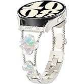 WINGLE for Galaxy Watch 8/8 Classic Band 40/44/46mm Galaxy Watch 7 6 5 4 FE Band 40mm 44mm Samsung Watch 5 Pro Bands 45mm, Women Four Leaf Clover Bling Bands for Watch 6/4 Classic 43mm 47mm 42mm 46mm