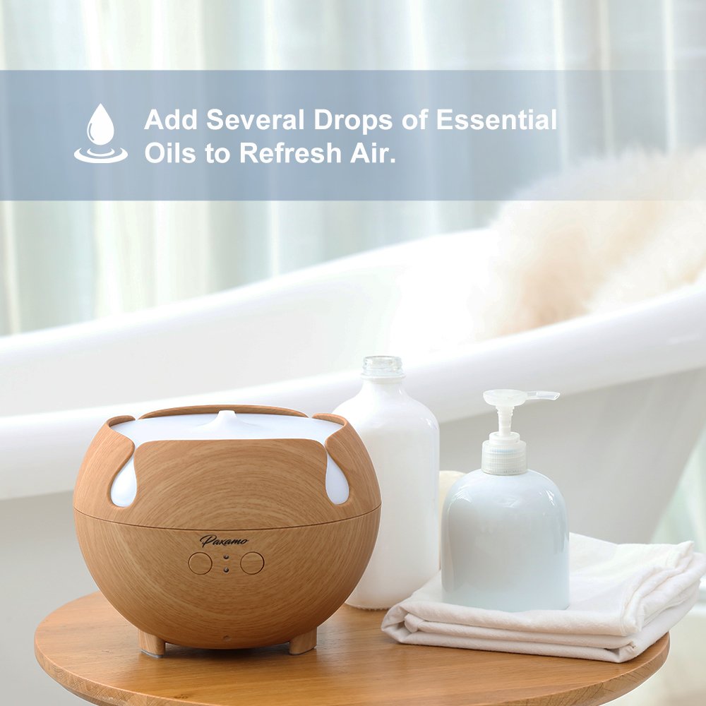 600ml Aromatherapy Diffuser, Paxamo Extra Large Diffuser Wood Grain Humidifier, Premium Therapy Diffuser for Essential Oils, Last Overnight for Home & Office