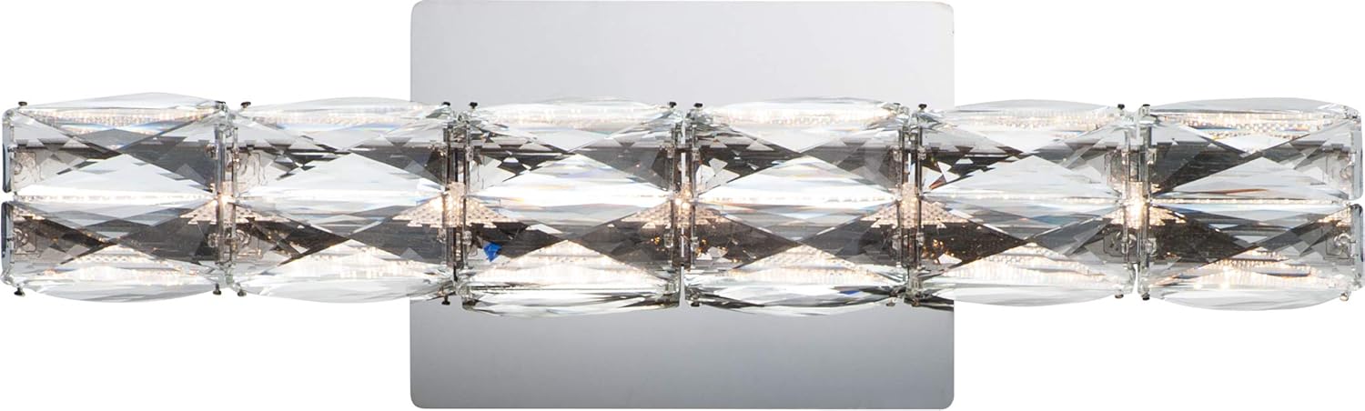 amazon com et2 e23306 20pc zephyr ada compliant crystal cubic led wall sconce 1 light 15 watt 6 h x 18 w polished chrome home improvement