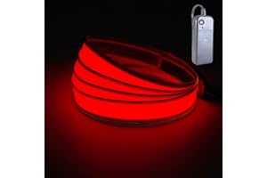 TiTiToo EL Tape, with Battery Pack, 1 Meter Long, 1.5 cm Wide Constant Light Strip, Suitable for DIY Various Holiday Parties (red，1m).