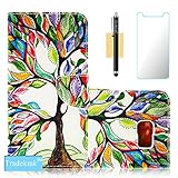 Galaxy S7 Case,S7 Case, Tradekmk(TM);Colored Design PU Leather Card Holders Stand Wallet Phone Case Cover(Colorful Tree) For Samsung Galaxy S7, [+Stylus+Screen Protector]Samsung Galaxy S7 Case