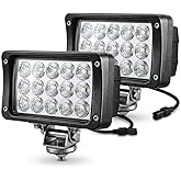 JASLITE 45W Heavy Duty LED Work Flood Lights Compatible with Truck Tractor | 2 Pack 4x6 Rectangular 12V 24V Fog Lights, IP67 Waterproof Driving Light with DT Connector for Offroad Mower Excavator Boat