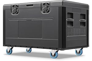 Diandian Utility Cable Trunk Road Case with Wheels, 44" x 22" x 24" Professional Stackable Heavy Duty ATA Rolling Road Case, for Pro Audio & DJ Equipment Storage, Transport for Touring with Casters