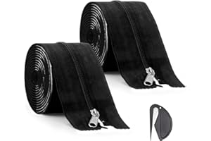 Attramite Heavy Duty Self-Adhesive Zippers, 2-Pack Dust Barrier Zipper Door, 3 in. x 7 Ft. Peel & Stick Greenhouse Tarp Plastic Construction Tent Zipper with Plastic Sheeting Cutter, Black