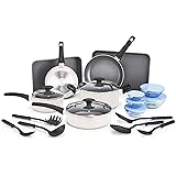 BELLA Nonstick Cookware Set with Glass Lids - Aluminum Bakeware, Pots and Pans, Storage Bowls & Utensils, Compatible with All