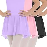 LessonZoo 3 Pack Girls' Ballet Skirts Dance Wrap Toddler Kids Ballerina Chiffon Elastic Waist Dancewear for 2-12 Years