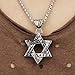 Men's Vintage Biker Gothic Lucky Star of David Stainless Steel Pendant Necklace Silver Black -with Chain