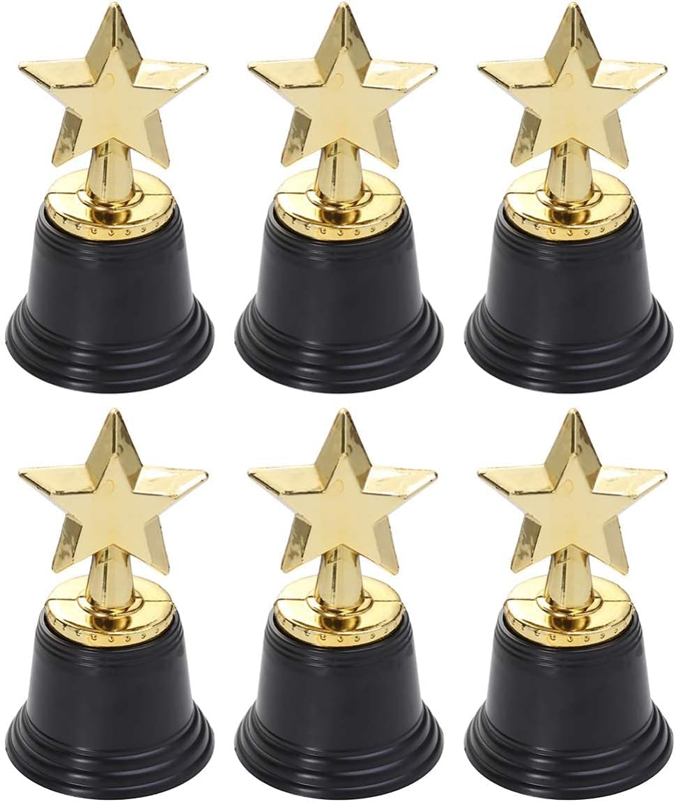 NUOBESTY 6Pcs Star Trophy Multipack Plastic Award Trophies for Kids Party Prizes Classroom Ceremony Recognition