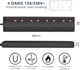 EXTRASTAR 4 Way Extension Lead 13A UK Plug 1M Black Power Strip view 2