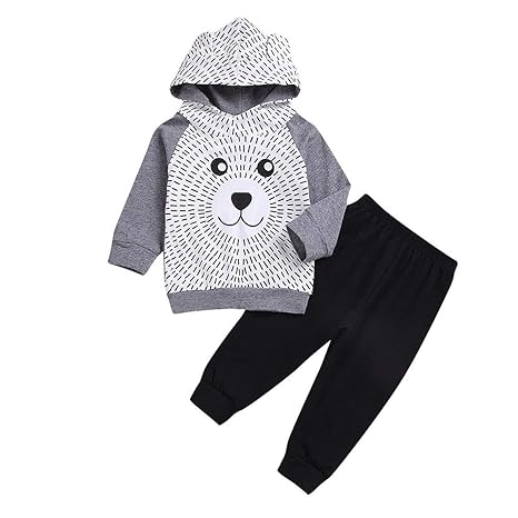 Fenverk 2Pc Neugeborenes Kinder Baby Jungs Outfits Kleider Brief T-Shirt Tops Tarnen Hose Kleinkind LangäRmlig Kapuzenpullove