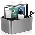 BYUNER Portable Shower Caddy Basket Bin with Handle and Adjustable dividers for College Dorm, Large Plastic Bathroom Storage Organizer Tote,Gray
