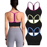 Evercute Racerback Sports Bras Padded Y Racer Back Cropped Bras for Yoga Workout Fitness Low Impact