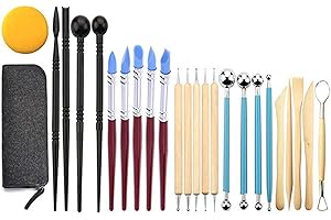 LUCKDANO 25pcs Clay Tools Kit - Professional Modeling and Sculpting Tools for Beginners and Experts - Double Ended Dotting, B