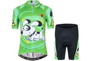 WEIMOSTAR Kids Cycling Jersey Set with 3D Padded Shorts Cartoon Bike Top