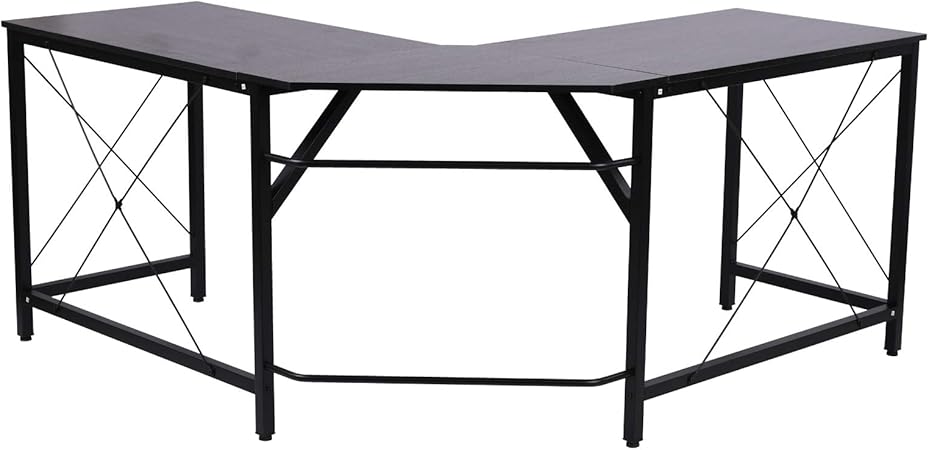 Homcom Bureau D Angle Bureau Informatique Design Moderne Metal Mdf Imitation Bois Noir Amazon Fr Cuisine Maison