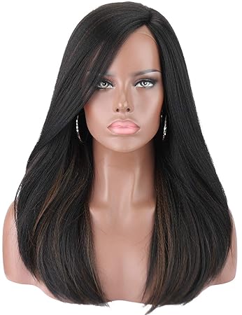 Amazon Com Kalyss 22 Inches Women S Straight Black Wigs With