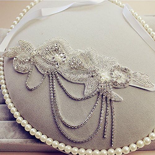 Fashion Rhinestones Bridal Headband Bling Wedding Tiara Sliver and Chiffon Belt(Applique size:1.3"W13.4"L)