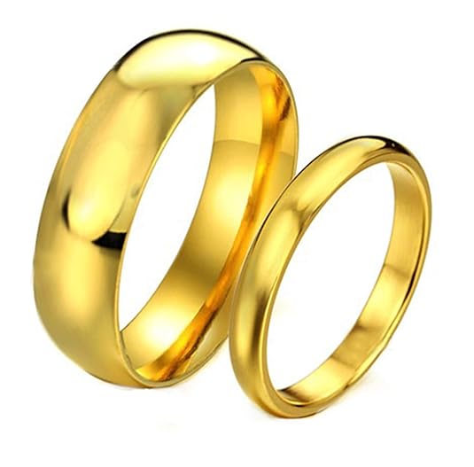 Blisfille Verlobungsring Gold Herren Ring Vergoldet Freundschaftsringe Hoch Poliert Rund Breite 6 & 4mm Gold Ringe