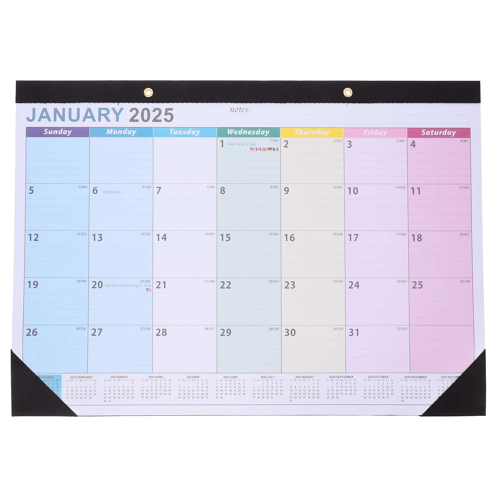 Operitacx Wall Calendar 2025-2026, January 2025 – Jun 2026 Hanging Calendar 18 Months Monthly Calendar 2025 with Note Blocks for Home Office School Holidays To-do List Notes