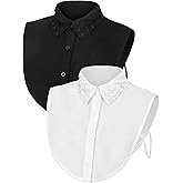 Bencailor 2 Pcs Rhinestone Fake Dickey Collar for Women False Half Shirt Blouse Detachable Collar