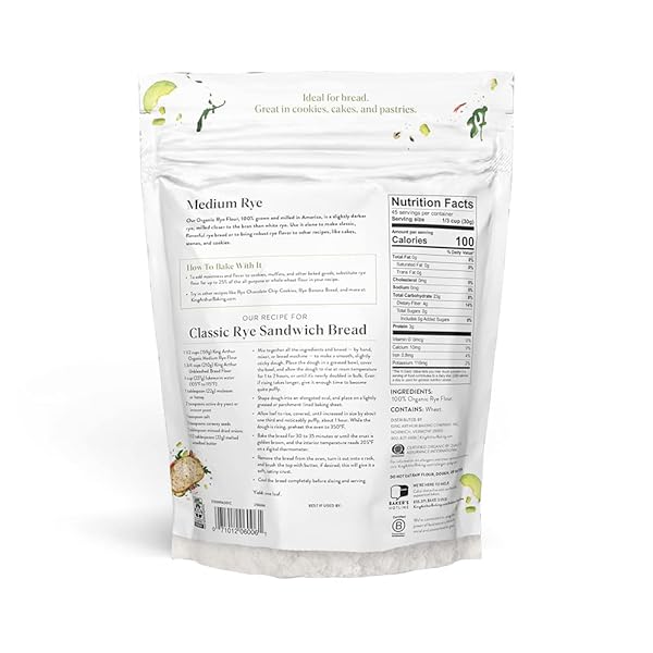 KING ARTHUR ORGANIC MEDIUM RYE FLOUR – 3 LBS FOR COMPLEX FLAVORFUL BREADS & BAKED GOODS – 100% US GROWN & MILLED – NON-GMO PROJECT VERIFIED – ROBUST FLAVOR FOR RYE BREAD, COOKIES & MORE