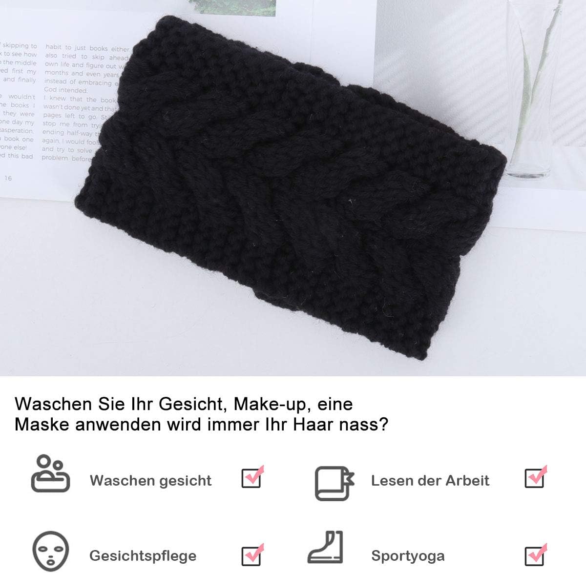 Winter Knitted Headband for Women, Soft Warm Crochet Braided Ear Warmer - Image 5