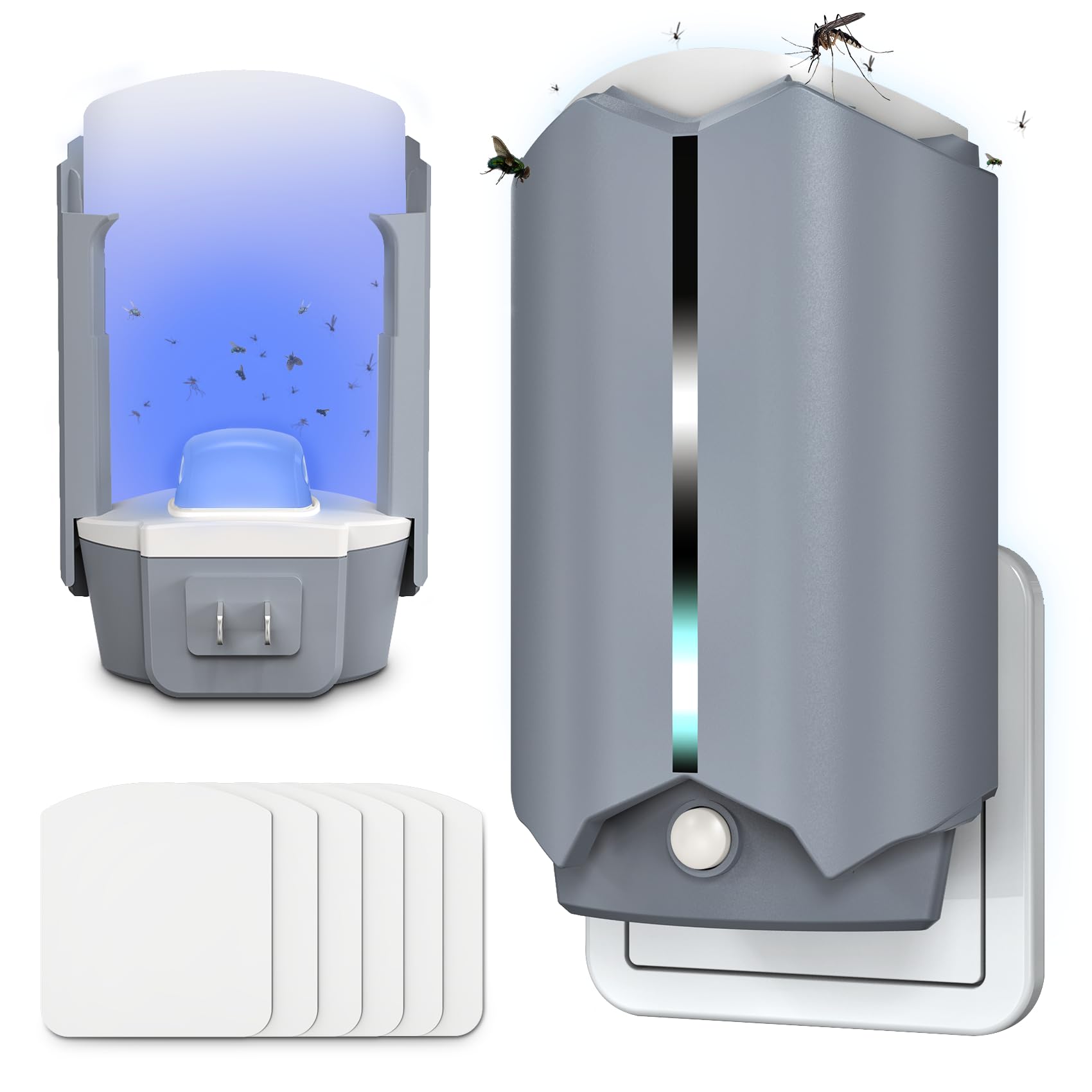 Photo 1 of FTOTL 2 Flying Insect Traps & 6 Refill Glue, Fly Trap Indoor, Safe & Quiet Bug Catcher for Fruit Flies, Gnats, Mosquitoes, Moths & Small Insects with UV Light