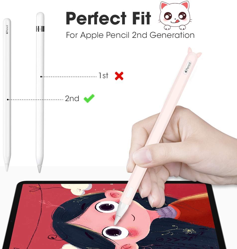 2 Pack Silicone Case Compatible with Apple Pencil 2nd Generation Case Cover Holder Accessories Beautiful Soft Pen Pen Grip Grip Sleeve and Pen Tip Protective Case - Image 3