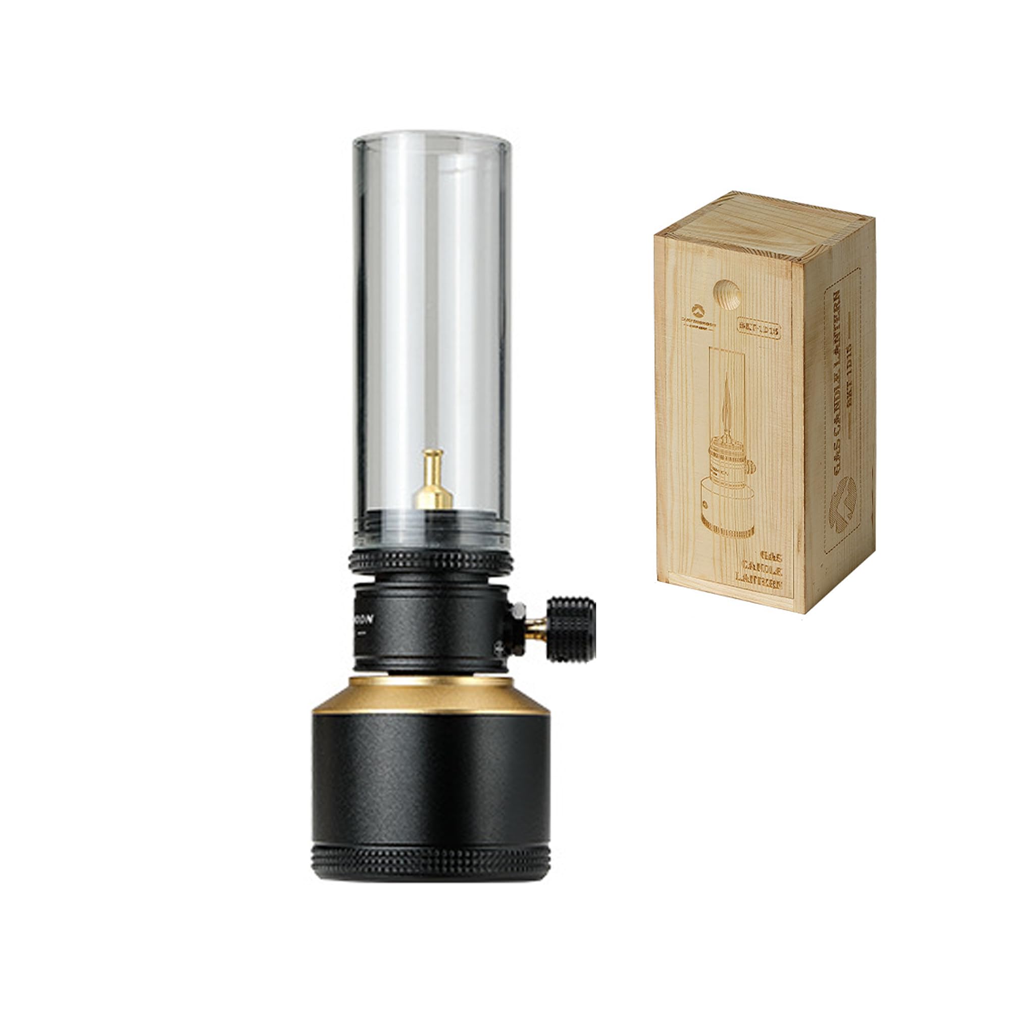 CAMPINGMOON Camping Gas Lantern & Candle with Empty Tank | Portable Black BKT-1D15 for Outdoor Adventures