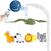 Baby Crib Mobile with Music and Lights, Mobile for Crib with Remote Control, Rotation, Starlight Projection, Crib Toys for Babies Boys Girls(Green)