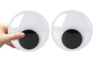 Axlksia 6 Inches Large Googly Eyes Self Adhesive, 2 Pcs Novelty Wiggle Giant Googly Eyes, Black White Big Googly Eyes for DIY Crafts Christmas Tree Decoration