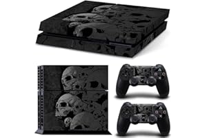 TAIFOND Vinyl Skin Sticker for PS4, Black Skull Console and Controllers Skins Wrap Vinyl Sticker Decal Cover