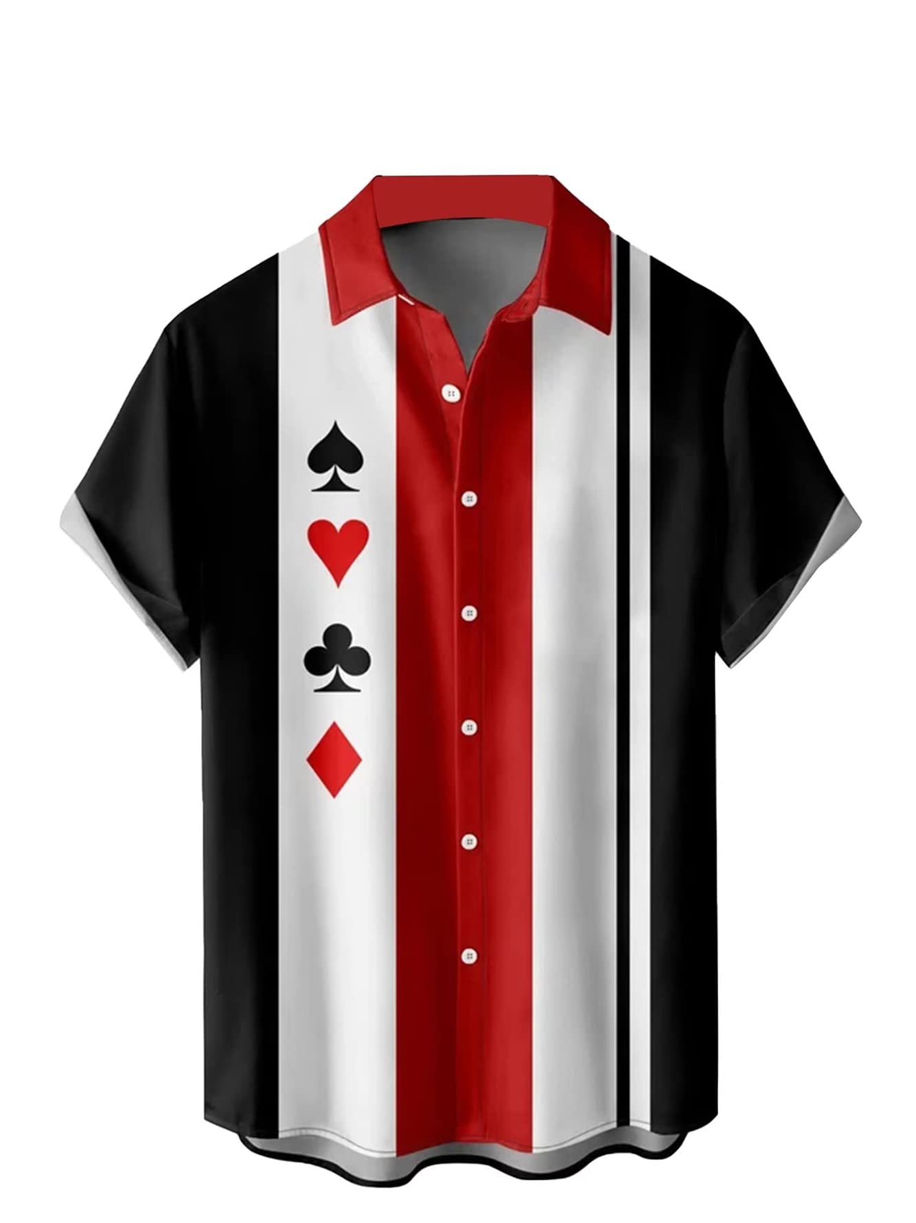 Photo 1 of 3XL Ecosunny Poker Shirts for Men Bowling Short Sleeve Geometric Print Casual Button Down Shirts