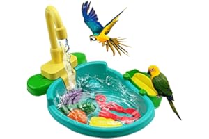 BUUMIN Parrot Automatic Bathtub w/Faucet,Pet Bath Tub for Bird Parrot,Bird Bath Fountains Indoor,Bird Bathtub Parrot Shower Box Swimming Pool Toy for Canary,Love Bird,Goldfinch