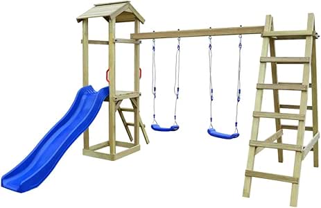 Vislone Columpios Madera con Tobogán y Escalera Parque Infantil