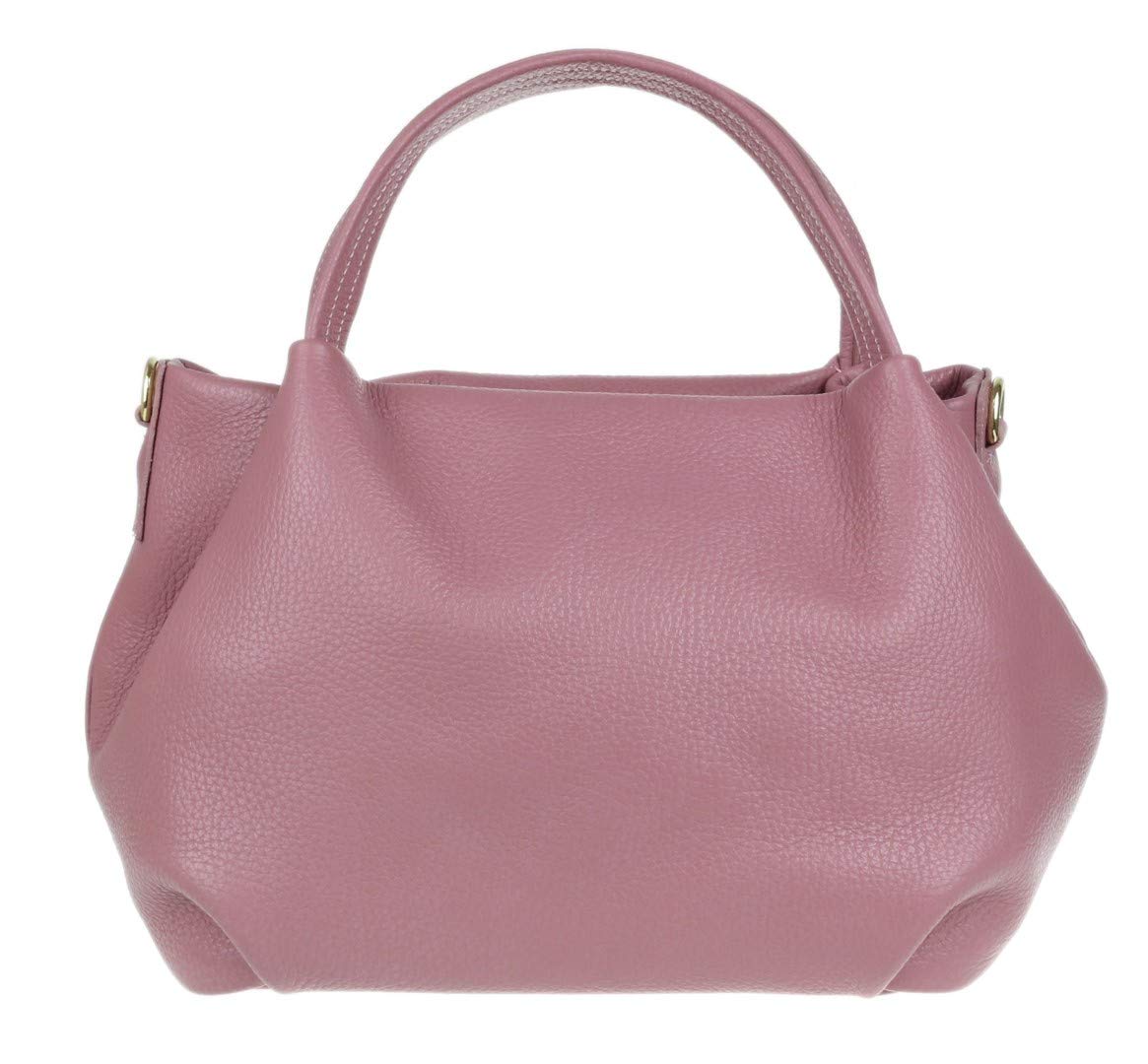 Girly Handbags Womens Bucket Genuine Leather Handbag (Dark Pink)
