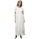 BEAUTELICATE 100% Cotton Embroidered Victorian Nightgown Vintage Sleepwear for Women