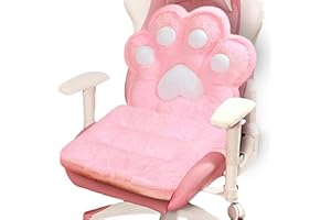 QIUODO L-Shape Cat Paw Cushion, Kawaii Chair Pillow Faux Rabbit Fur,Gaming Chair Cushion for Gamer Girl, Comfy Plush seat Cushion for Room Decor, Office Chair Cushion Cute