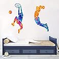 WOYINIS Watercolor Basketball Player Dunk Wall Stickers for Boys Teens Sports Player Silhouette Wall Decals Peel & Stick Removable Wall Decor Art Murals Kids Room Playroom Baby Nursery Classroom Wall