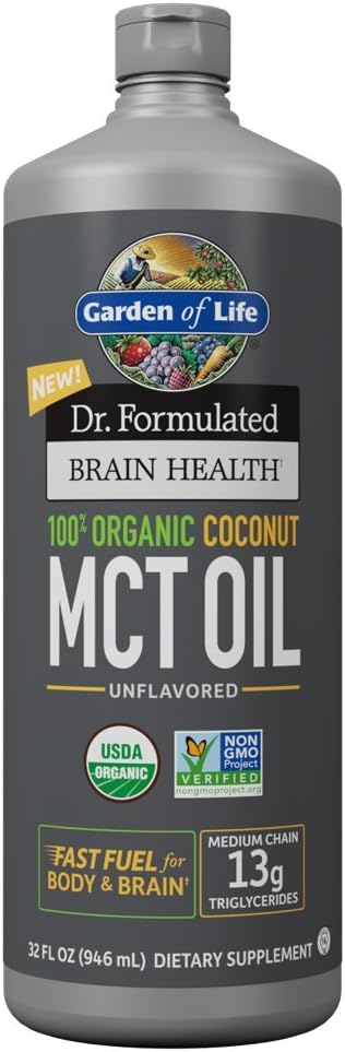 Amazon Com Garden Of Life Dr Formulated Brain Health 100 Organic Coconut Mct Oil 32 Fl Oz Unflavored 13g Mcts Keto Paleo Diet Friendly Body Brain Fuel Certified Non Gmo Vegan