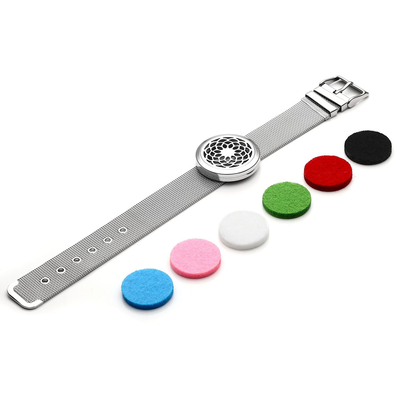 JOVIVI Aromatherapie Armband aus Edelstahl Ätherische Öle Parfum Diffusor Medaillon Armreif Sakralchakra Floating Locket Anhänger