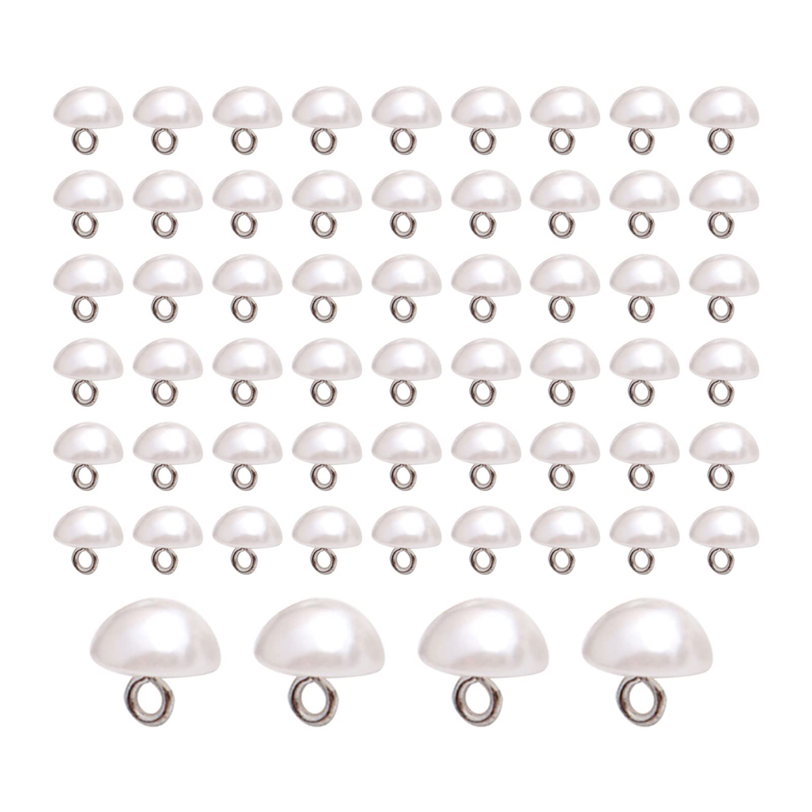 YWNYT 200pcs White Pearl Buttons, Half Domed Pearl Buttons 10mm Faux Pearl Decorative Buttons Half Ball Mushroom Buttons with Metal Shank for DIY Sewing Clothing Craft