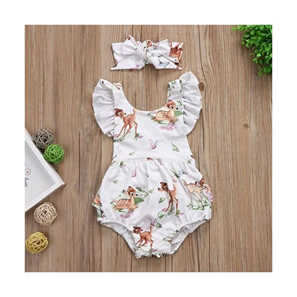 IEason Toddler Infant Baby Girl Clothes Christmas Deer Romper Headband 2Pcs Set Outfit - Image 3