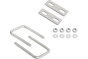 Aoje-Link Square U-Bolts 1.38(35mm) Inner Width M6 Thread 304 Stainless Steel Silver with Plates Nuts Flat Washers for CarRVTrailer Bumper, 2Pcs, M6x35x75mm