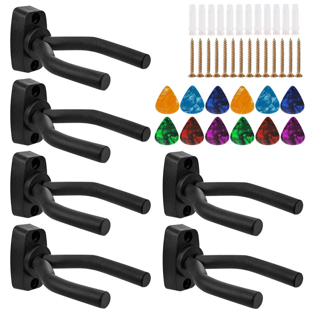 Sgizoku Guitar Wall Mount - Hanger Stand Holder Display Rack Bracket for Most Guitar Bass Accessories (6-Black)