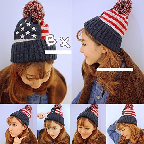 USA Flag Style Beanie Hat Unisex Warm Knit Cap