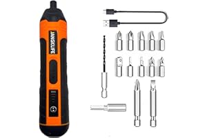 JANGKLIFE Cordless Electric Screwdriver, 4 Torque Settings, 3.6V Electric Screwdriver, USB Charging, Mini Portable Screwdrivers Set with LED Lights