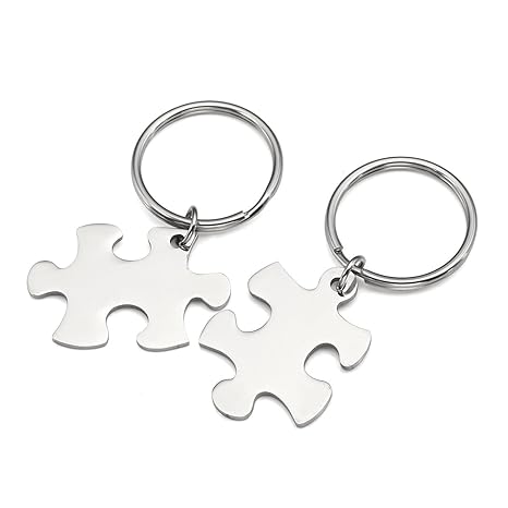 Personalized Master Kundenspezifische Gratis Gravur - Paare Schlüsselanhänger Edelstahl Partner Schlüsselanhänger Puzzle Anhä