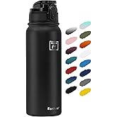Fanhaw 20 oz Insulated Stainless Steel Water Bottle with Anti-Dust Chug Lid, Leakproof Vacuum Metal Bottle for Kids, Women & Men (Black)