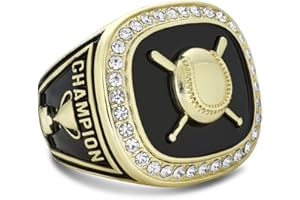 Express Medals 2024 Champion Baseball Softball Trophy Ring in Sizes 6 to 11 with Award Display Stand Trophies T-Ball Tee Rings Trophies Girls Boys Mens Womens Youth Teen